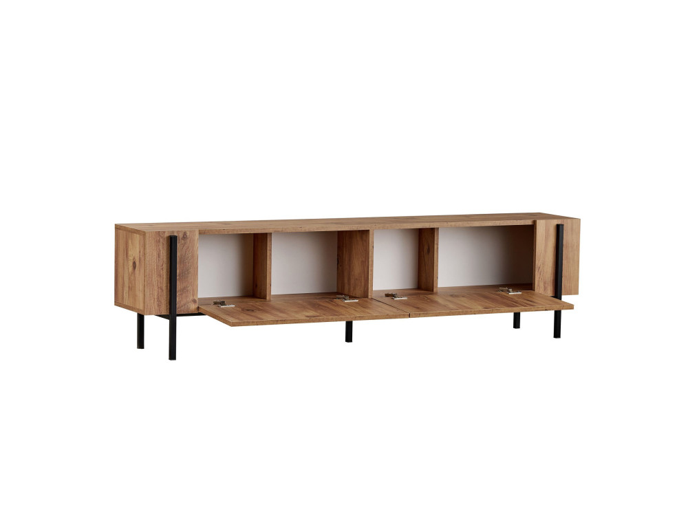 Meuble TV en bois "Nexus" - 180 x 30 x 45 cm - Pin Atlantique / Noir