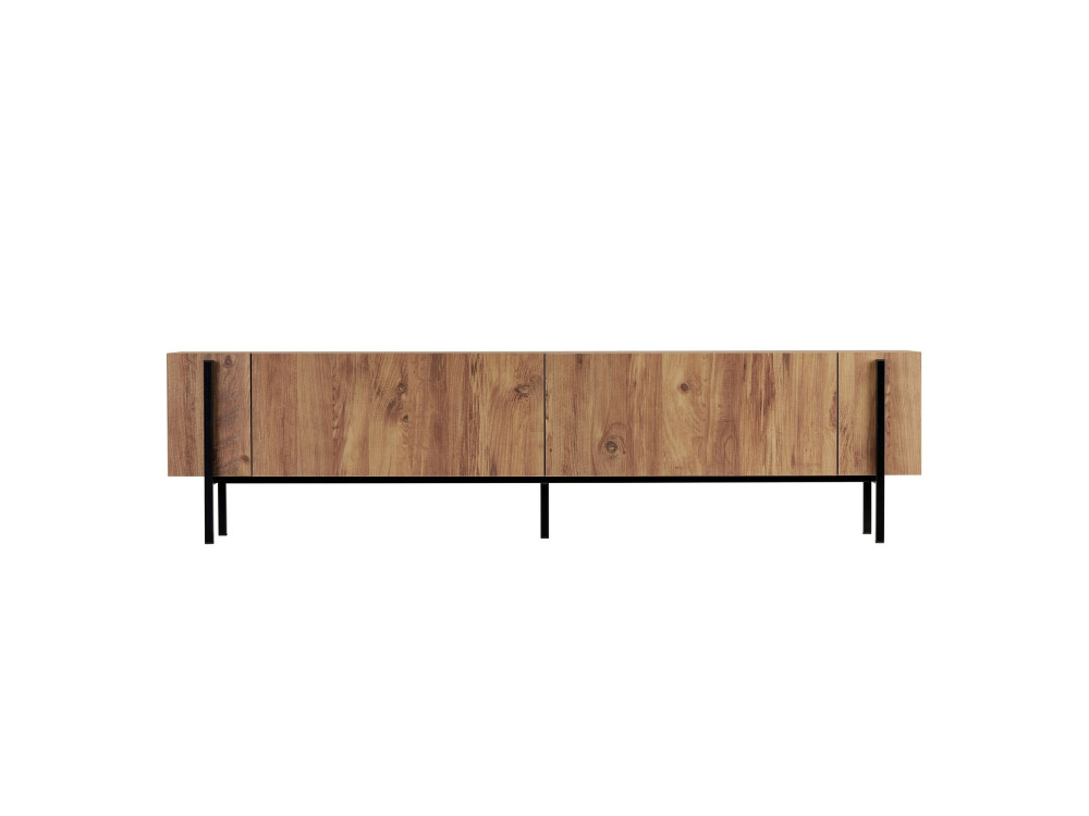 Meuble TV en bois "Nexus" - 180 x 30 x 45 cm - Pin Atlantique / Noir