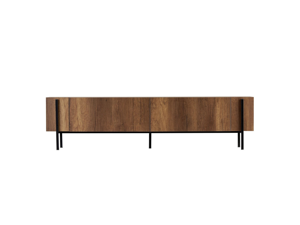 Meuble TV en bois "Nexus" - 180 x 30 x 45 cm - Noyer Baroque / Noir