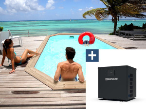 Piscine bois " Cordoue " - 3.48 x 2.15 x 1.18 m + Pompe à chaleur  3.5 kw/h