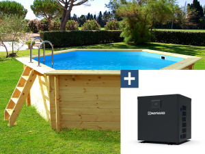 Piscine bois " Hawai " - 4.10 x 1.18 m + Pompe à chaleur  3.5 kw/h