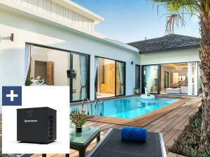 Piscine bois rectangle " Aruba 120 "- 5.00 x 3.00 x 1.24 m + Pompe à chaleur  3.5 kw/h