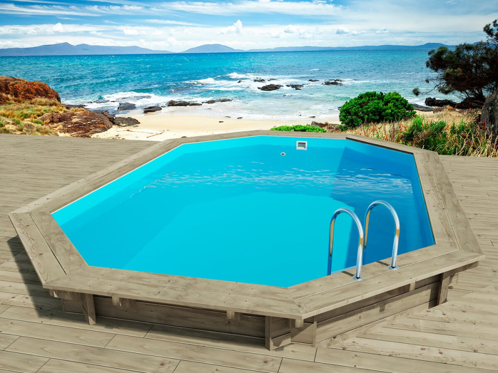 Piscine bois " Florida 130 " - 6.57 x 4.57 x 1.31 m + Pompe à chaleur 6 kw/h inverter "PowerLine by Hayward" - Noir