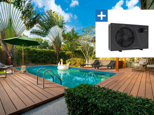 Piscine bois rectangle " Panama 130 "- 6.20 x 4.10 x 1.31 m + Pompe à chaleur 6 kw/h inverter "PowerLine by Hayward" - Noir