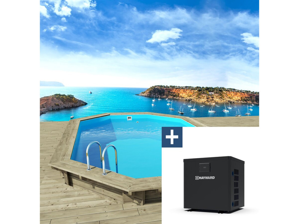 Piscine bois " Seychelles  " - 4.00 x 3.00 x 1.20 m + Pompe à chaleur  3.5 kw/h