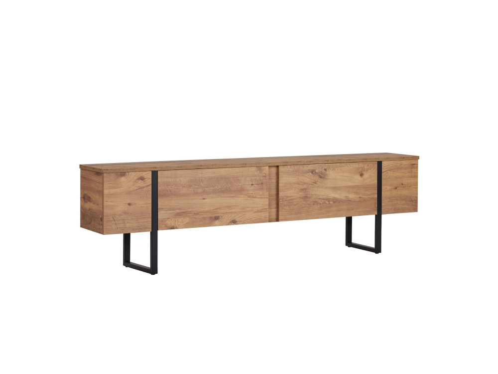 Meuble TV en bois "Onera" - 180 x 30 x 50 cm - Pin Atlantique / Noir