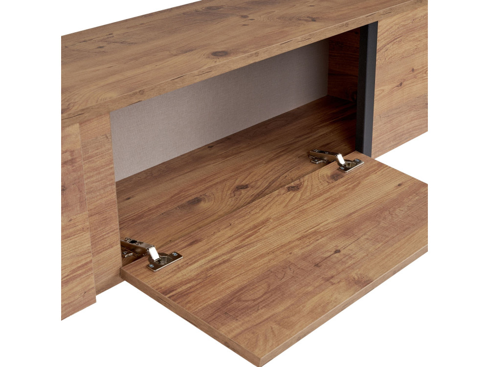 Meuble TV en bois "Onera" - 180 x 30 x 50 cm - Pin Atlantique / Noir