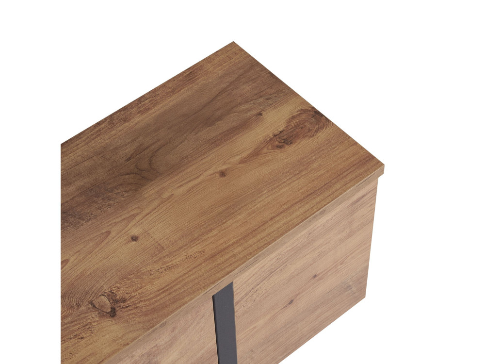 Meuble TV en bois "Onera" - 180 x 30 x 50 cm - Pin Atlantique / Noir