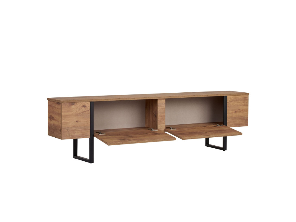 Meuble TV en bois "Onera" - 180 x 30 x 50 cm - Pin Atlantique / Noir