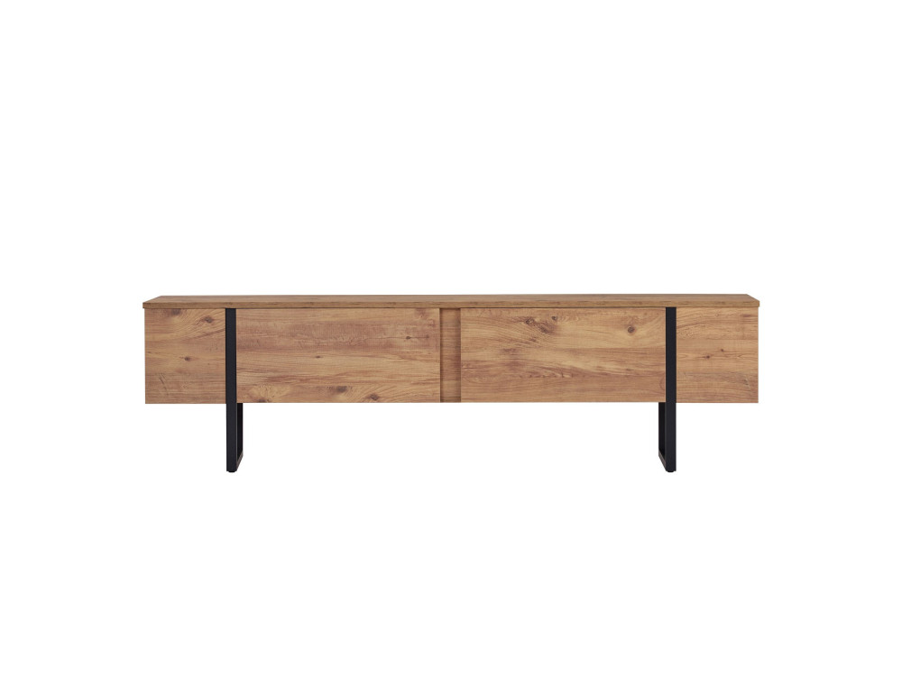 Meuble TV en bois "Onera" - 180 x 30 x 50 cm - Pin Atlantique / Noir