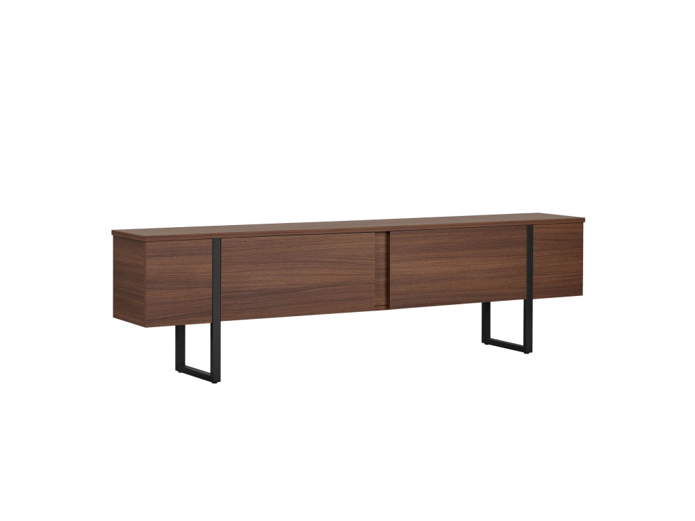 Meuble TV en bois "Onera" - 180 x 30 x 50 cm - Noyer / Noir
