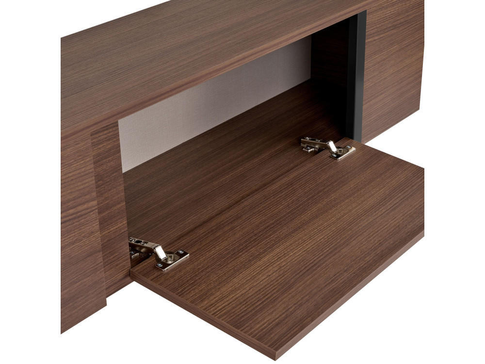 Meuble TV en bois "Onera" - 180 x 30 x 50 cm - Noyer / Noir