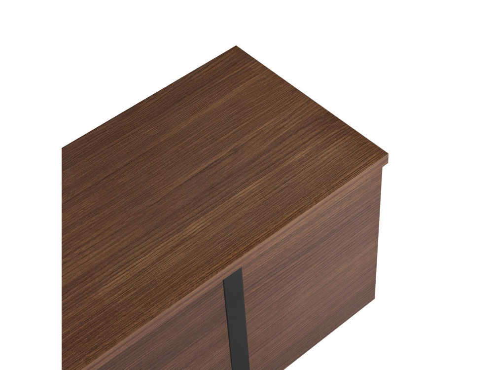 Meuble TV en bois "Onera" - 180 x 30 x 50 cm - Noyer / Noir