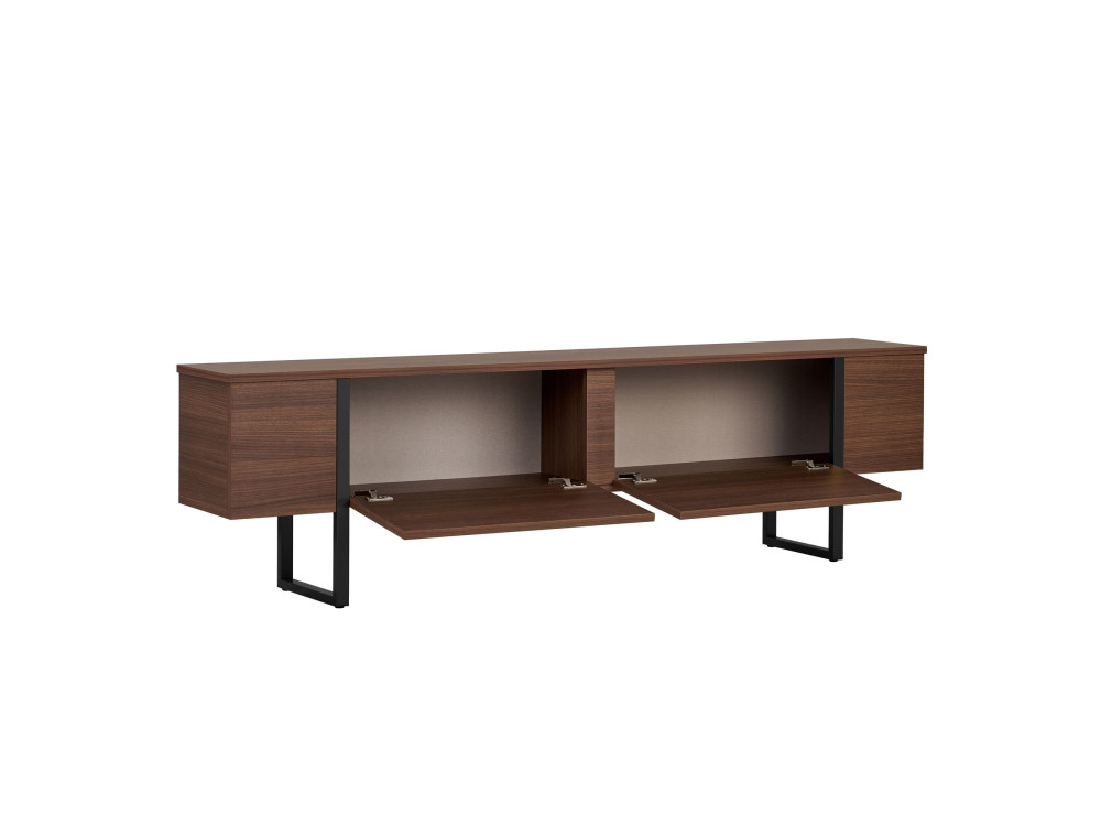 Meuble TV en bois "Onera" - 180 x 30 x 50 cm - Noyer / Noir