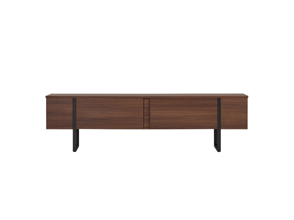 Meuble TV en bois "Onera" - 180 x 30 x 50 cm - Noyer / Noir