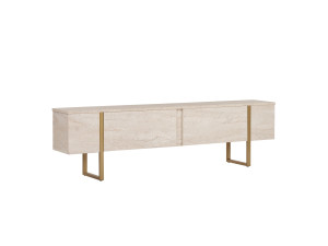 Meuble TV en bois "Onera" - 180 x 30 x 50 cm - Travertin / Or