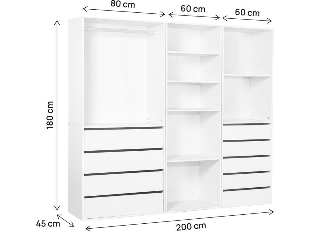 Kit dressing " Opéra " modulable - 3 éléments - Blanc