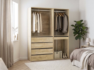 Kit dressing modulable avec penderie, tiroirs et rangements "Opéra" - 2 éléments - Beige 2