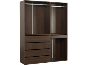 Kit dressing modulable avec penderie, tiroirs et rangements "Opéra" - 2 éléments - Marron