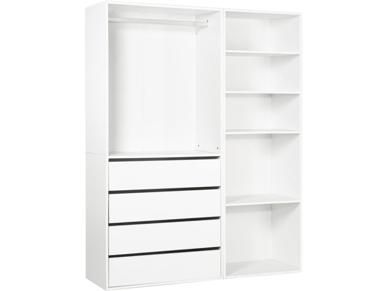 Kit dressing modulable avec penderie, 4 tiroirs et 5 étagères "Opéra" - 2 éléments - Blanc
