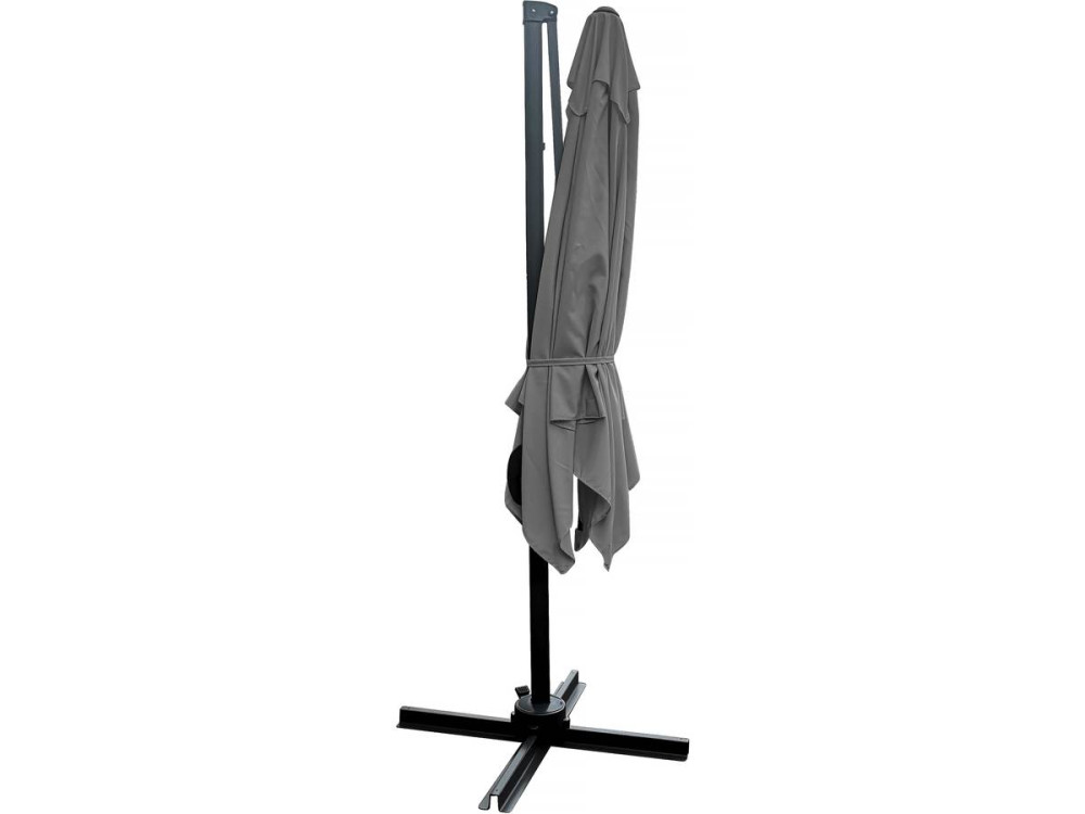 Parasol jardin déporté "Soleil" - Carré - 2.5 x 2.5 m - Gris + Housse de protection