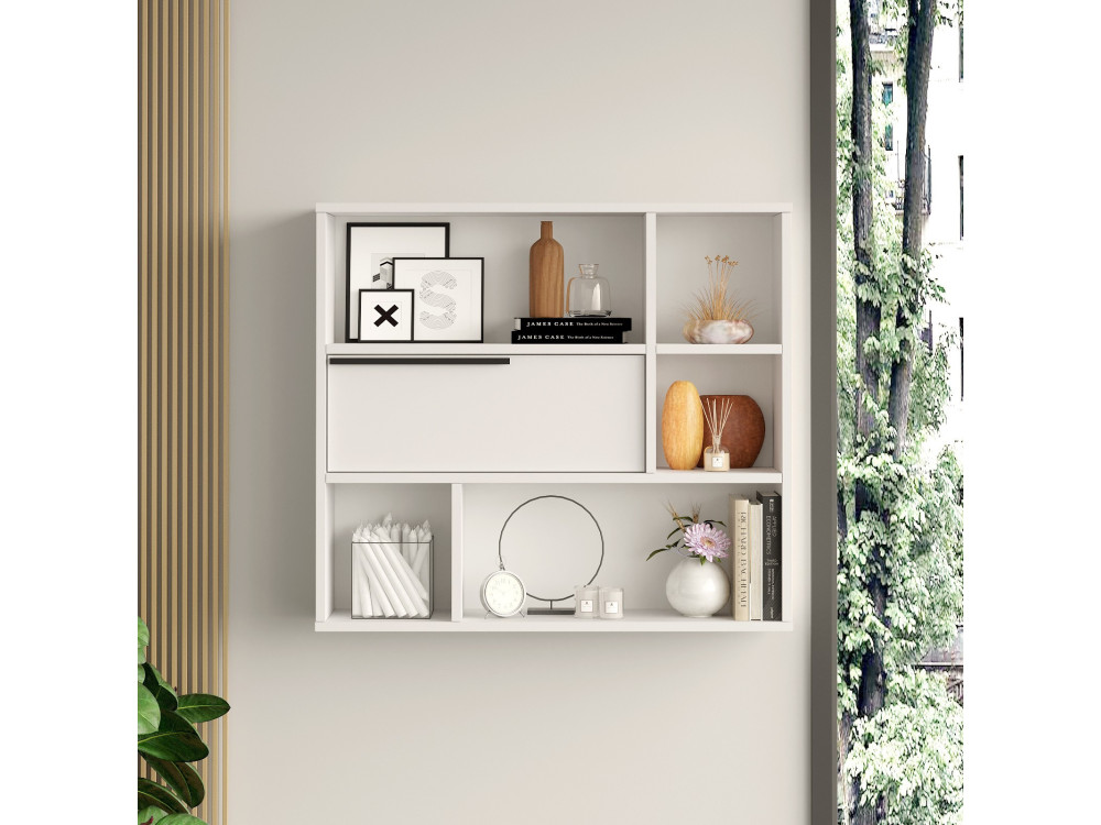Étagère murale en bois "Calvin" - 90 x 22 x 81 cm - Blanc