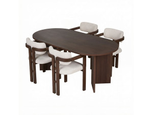 Ensemble Table et Chaises (5 Pièces) en bois "Meridia 4" - 180 x 90 x 75 cm - Blanc