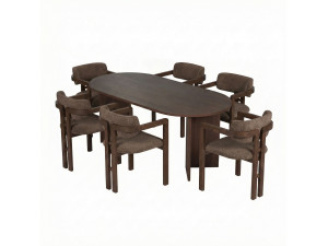 Ensemble Table et Chaises (7 Pièces) en bois "Meridia 6" - 180 x 90 x 75 cm - Marron
