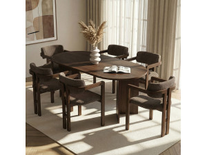 Ensemble Table et Chaises (7 Pièces) en bois "Meridia 6" - 180 x 90 x 75 cm - Marron 2