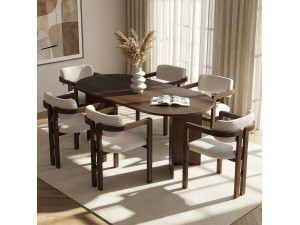 Ensemble Table et Chaises (7 Pièces) en bois "Meridia 6" - 180 x 90 x 75 cm - Blanc 2