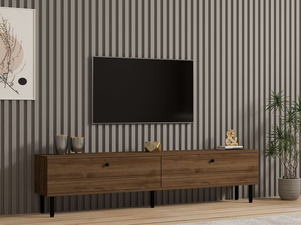 Meuble TV en bois "Nantes" - 160 x 25 x 37 cm - Marron