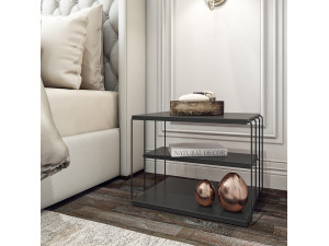 table d'appoint en bois "Lifon" 50 x 40 x 33 cm - Anthracite 2