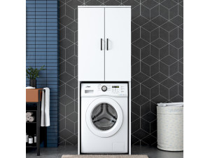 Meuble pour machine à laver en bois "Losal" - 65 x 62 x 181 cm - Blanc 2