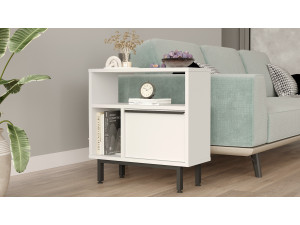 Table d'appoint en bois "Calvin" - 60 x 25 x 60 cm - Blanc 2
