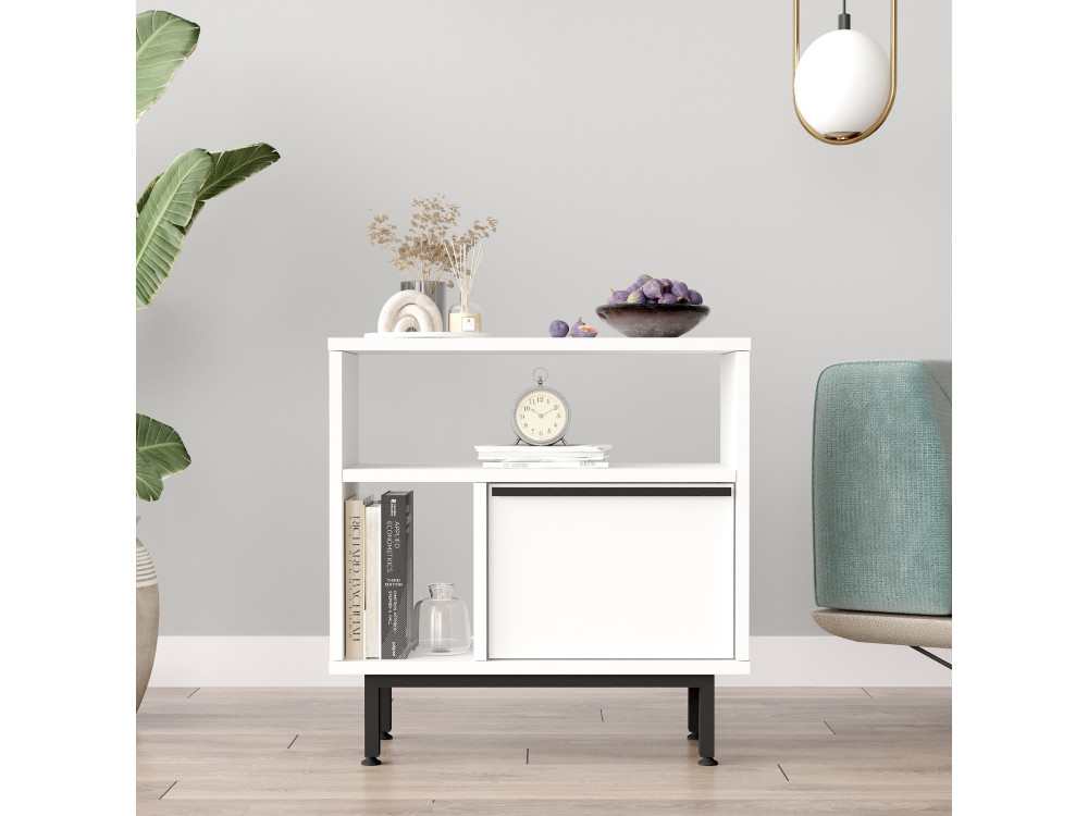 Table d'appoint en bois "Calvin" - 60 x 25 x 60 cm - Blanc