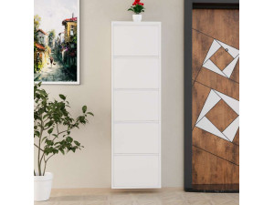 Meuble à chaussures en métal "Ayse" - 50 x 15 x 169 cm - Blanc 2