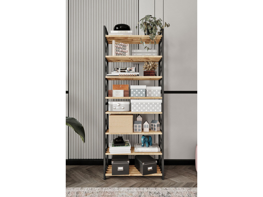 Bibliothèque en bois "Plastic" - 46 x 18 x 128 cm - Noir