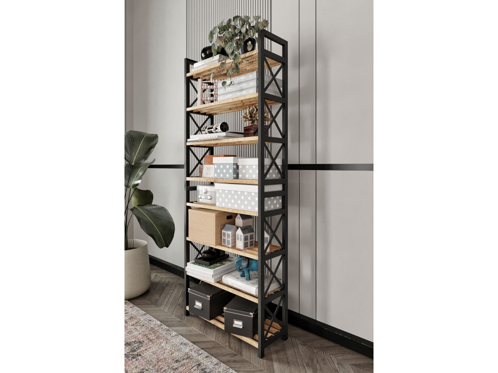 Bibliothèque en bois "Plastic" - 46 x 18 x 128 cm - Noir