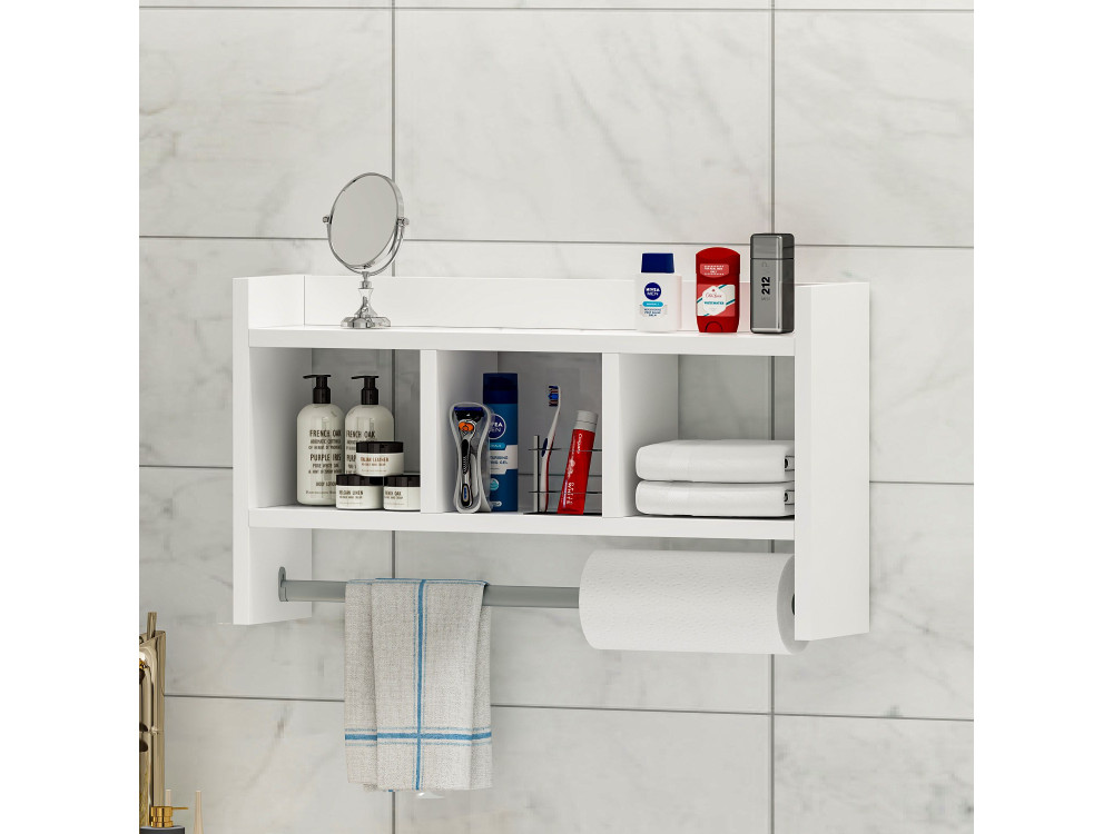Étagère murale en bois "Asya" - 63 x 14 x 35 cm - Blanc
