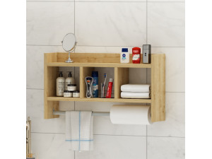 Étagère murale en bois "Asya" - 63 x 14 x 35 cm - Beige 2