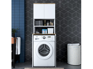 Meuble pour machine à laver en bois "Kado" - 65 x 60 x 183 cm - Blanc 2