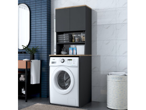 Meuble pour machine à laver en bois "Kado" - 65 x 60 x 183 cm - Gris anthracite 2