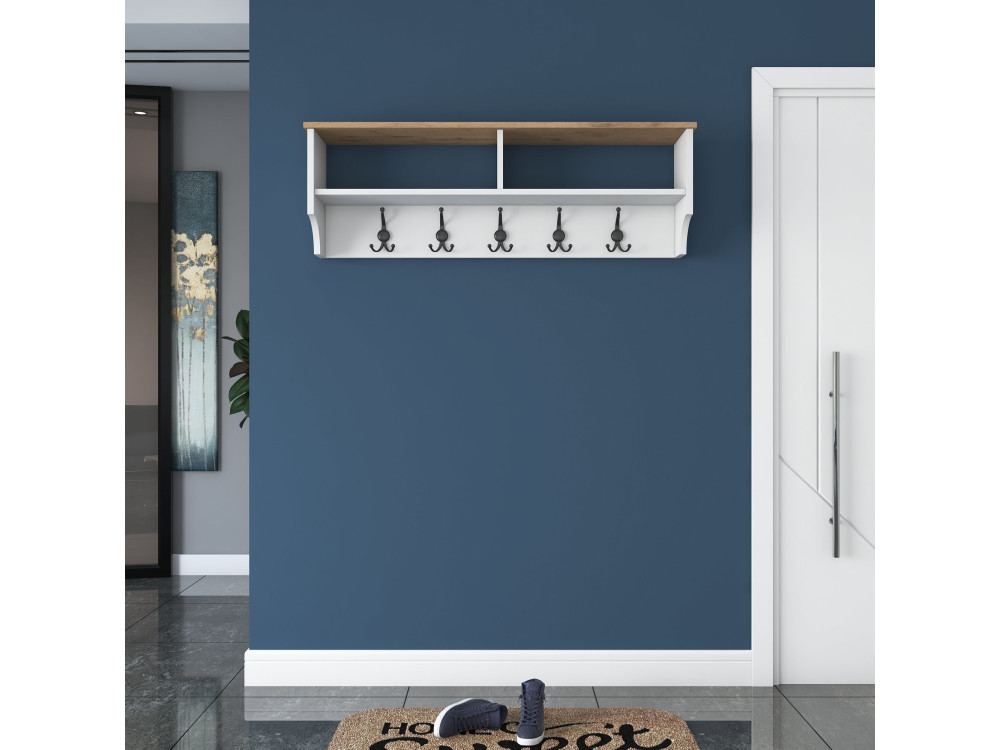 Porte-manteau en bois "Pino" - 120 x 22 x 37 cm - Blanc