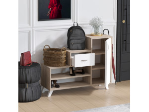 Meuble à chaussures en bois "Retro" - 90 x 33 x 77 cm - Beige 2