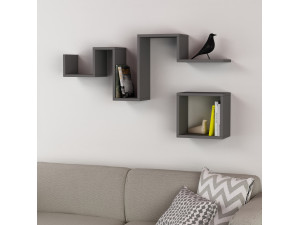 Étagère murale en bois "Follow" - 116 x 20 x 45 cm - Gris anthracite 2