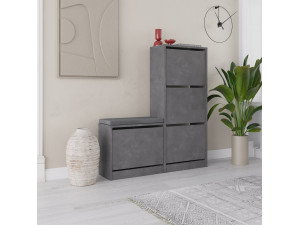 Meuble à chaussures avec assise en bois "Dude" - 105 x 26 x 118 cm - Gris 2