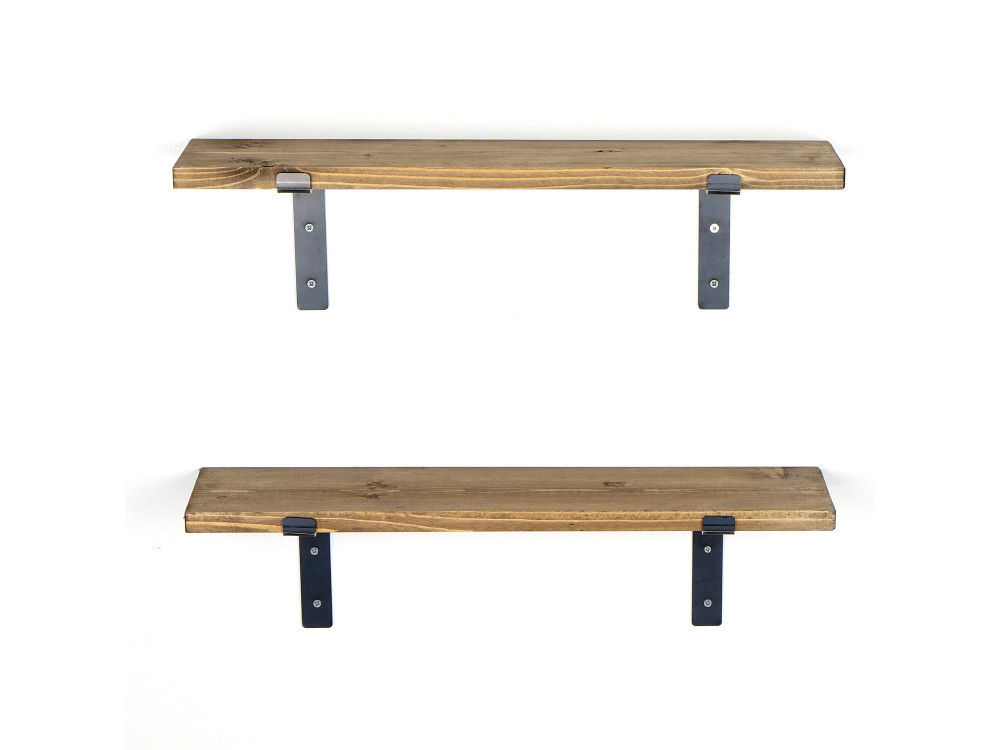 Lot de 2 étagères murales en bois en bois "Looby" - 60 x 14 x 16 cm - Marron