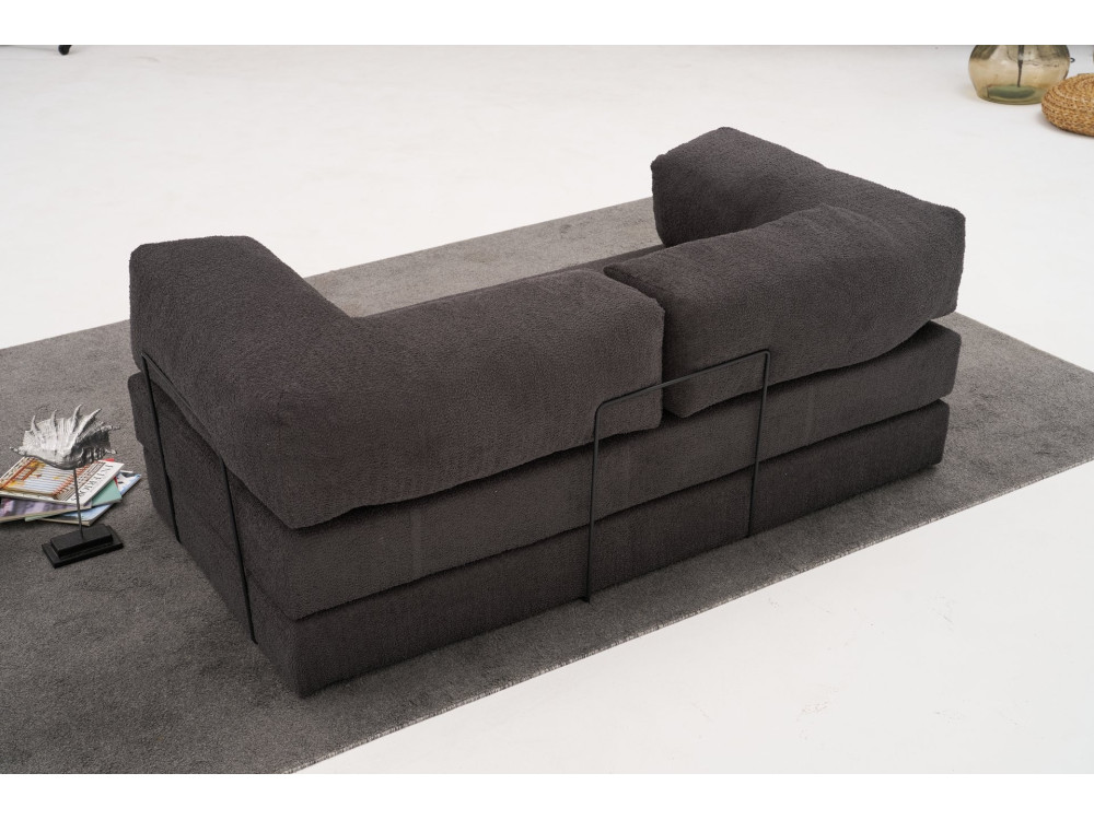 Canapé 3 places en tissu "Comfort" - 190 x 95 x 75 cm - Gris anthracite