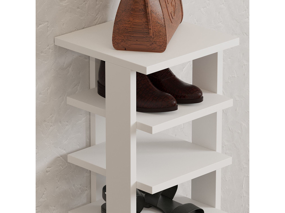 Meuble à chaussures en bois "Ayka" - 30 x 30 x 110 cm - Blanc