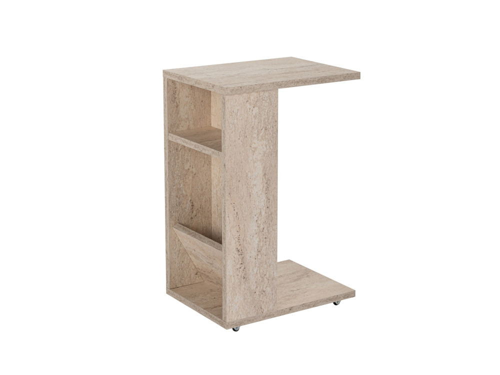 Table d'appoint en bois "Filinta" - 30 x 40 x 63 cm - Travertin